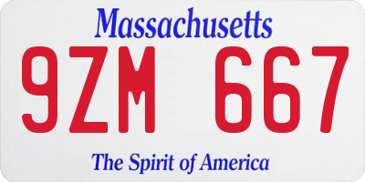 MA license plate 9ZM667