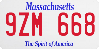 MA license plate 9ZM668