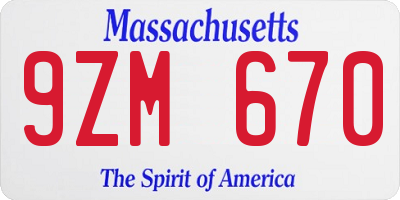 MA license plate 9ZM670