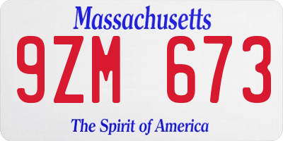 MA license plate 9ZM673