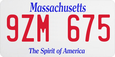 MA license plate 9ZM675