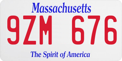 MA license plate 9ZM676