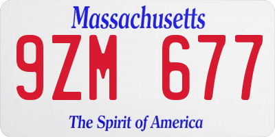 MA license plate 9ZM677