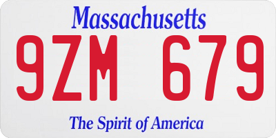 MA license plate 9ZM679
