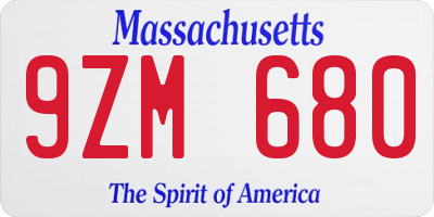 MA license plate 9ZM680