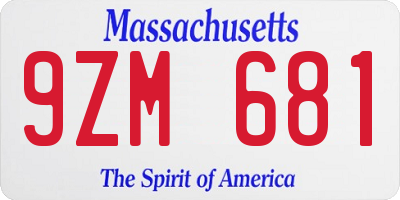 MA license plate 9ZM681