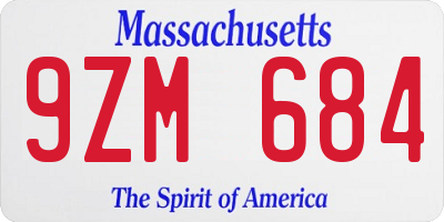 MA license plate 9ZM684