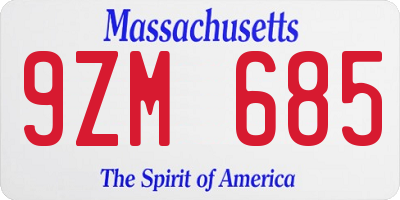 MA license plate 9ZM685