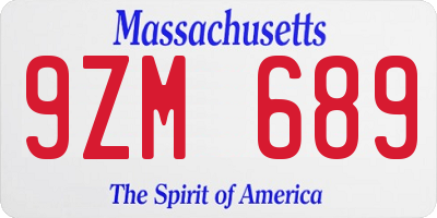 MA license plate 9ZM689