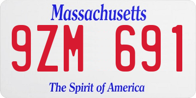 MA license plate 9ZM691