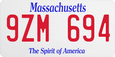 MA license plate 9ZM694