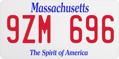 MA license plate 9ZM696