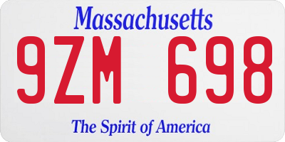 MA license plate 9ZM698