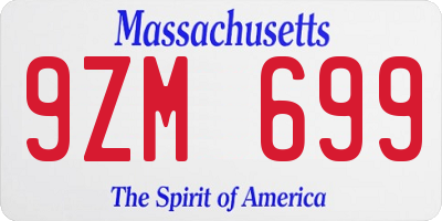 MA license plate 9ZM699