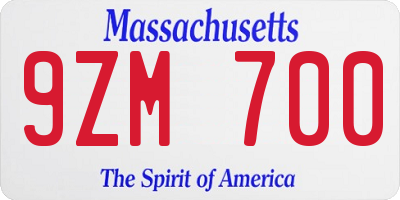 MA license plate 9ZM700