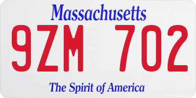MA license plate 9ZM702