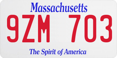 MA license plate 9ZM703