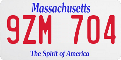 MA license plate 9ZM704