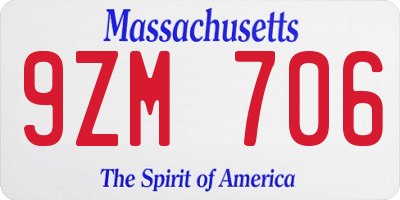 MA license plate 9ZM706