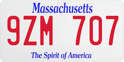 MA license plate 9ZM707