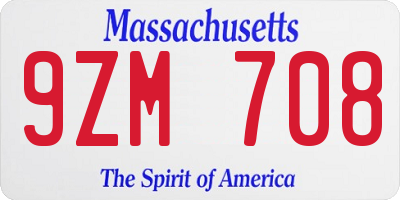 MA license plate 9ZM708