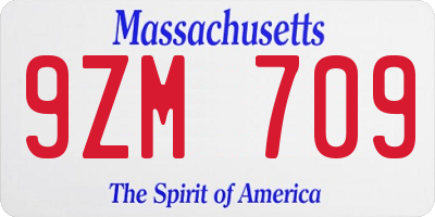 MA license plate 9ZM709