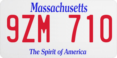 MA license plate 9ZM710