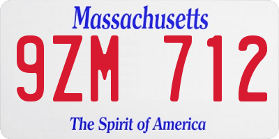 MA license plate 9ZM712