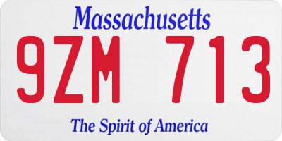 MA license plate 9ZM713