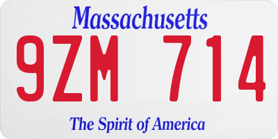 MA license plate 9ZM714