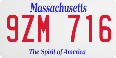 MA license plate 9ZM716