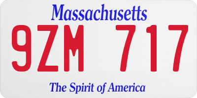 MA license plate 9ZM717