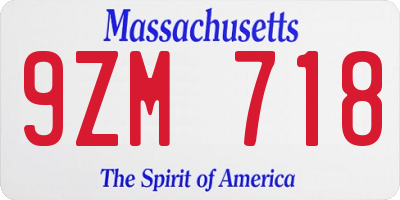 MA license plate 9ZM718