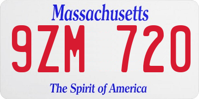 MA license plate 9ZM720