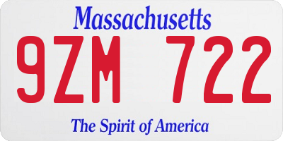 MA license plate 9ZM722
