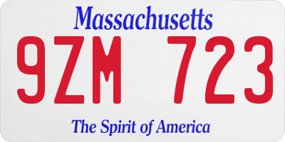 MA license plate 9ZM723