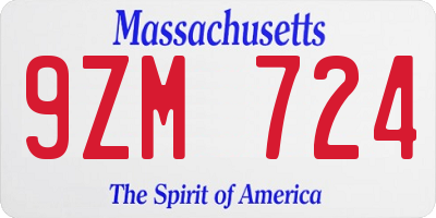 MA license plate 9ZM724