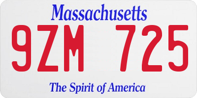 MA license plate 9ZM725