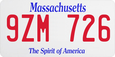 MA license plate 9ZM726