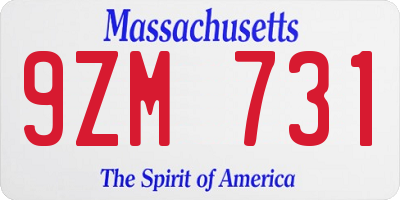 MA license plate 9ZM731
