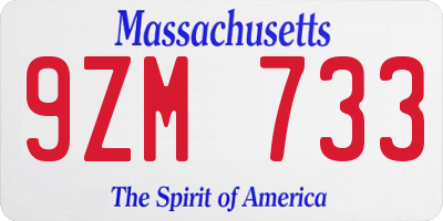 MA license plate 9ZM733