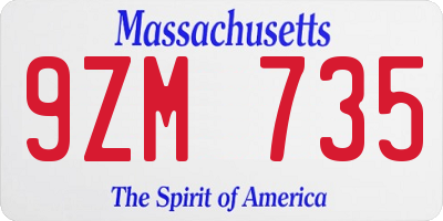MA license plate 9ZM735