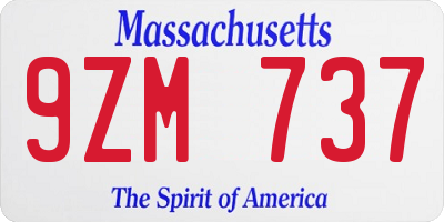 MA license plate 9ZM737