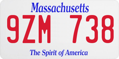 MA license plate 9ZM738