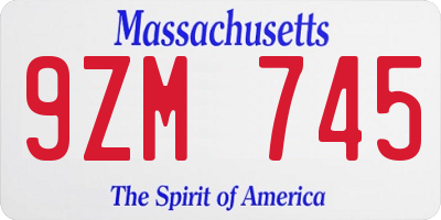 MA license plate 9ZM745