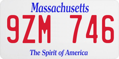 MA license plate 9ZM746