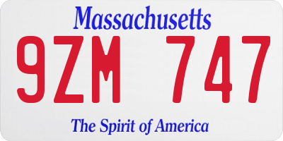 MA license plate 9ZM747