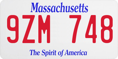 MA license plate 9ZM748