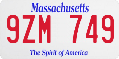 MA license plate 9ZM749