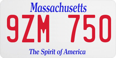 MA license plate 9ZM750